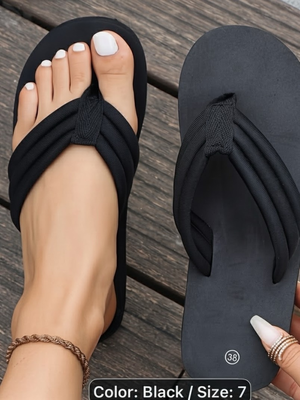Source Unknown Black Knotted Strap Women's Sandals